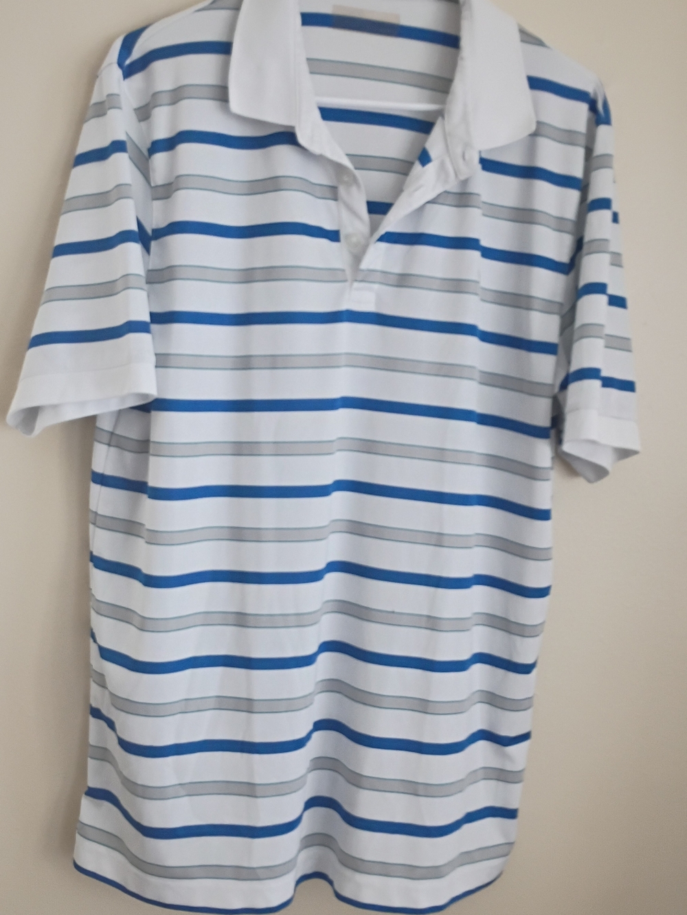 White & Blue Striped Men's Polo Shirt